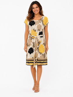Jerseykleid mit floralem Allover-Print von Gollehaug 02611-27310
